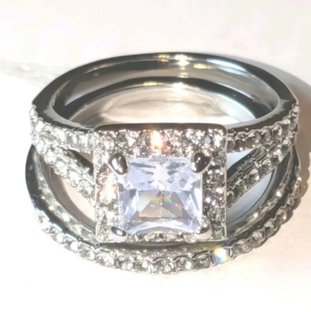Womens 4 Ct Intricate Detailed Lab Created Diamond Engagement Ring Set Sz7